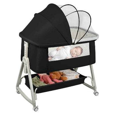 Bebe dormant paisiblement lit cododo evolutif portable noir