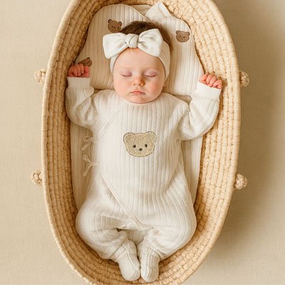 Bebe fille en pyjama bebe tout doux dormant paisiblement