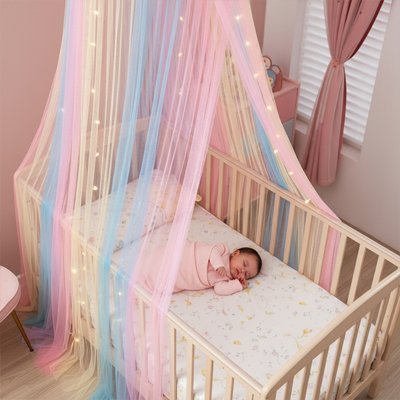 Ciel de lit bébé dormant sereinement