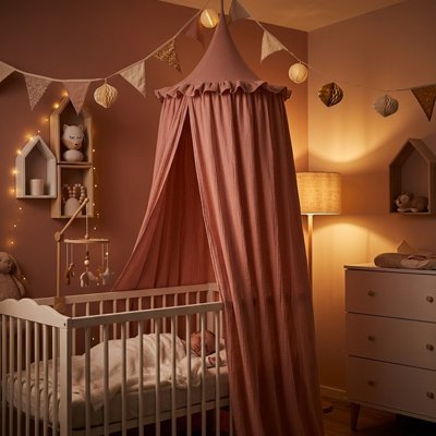 Ciel de lit cocon feerique marron bebe