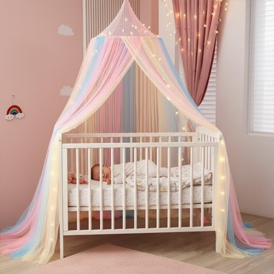 Ciel de lit multicolore bébé dans berceau