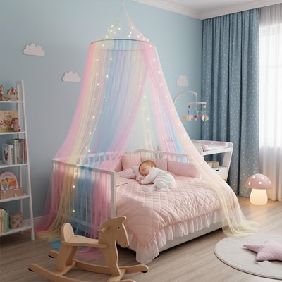 Ciel de lit multicolore bébé dans lit