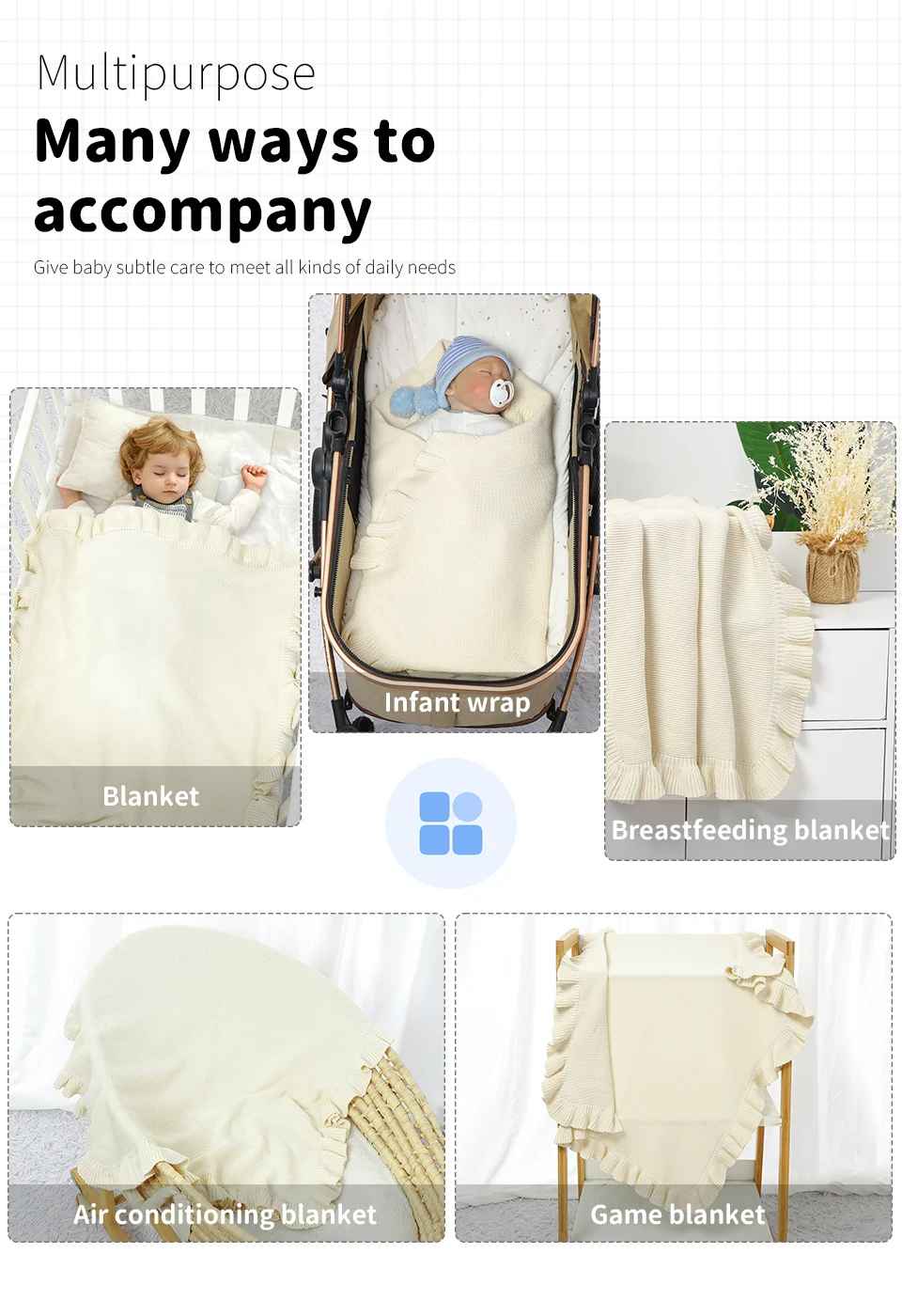 Couverture bebe en crochet blanche