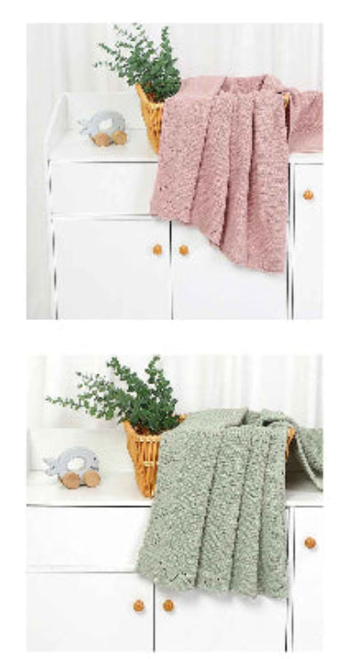 Couverture bebe tricot violet vert