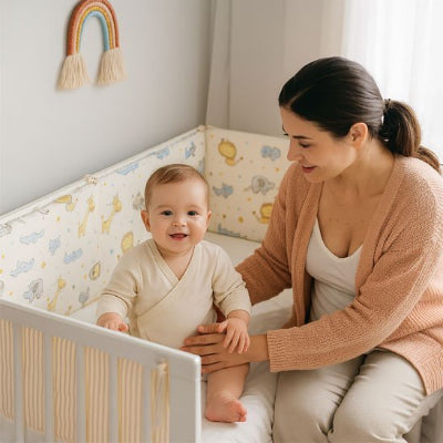 Maman Bebe content a l'interieur Tour de lit bebe ultra doux securise