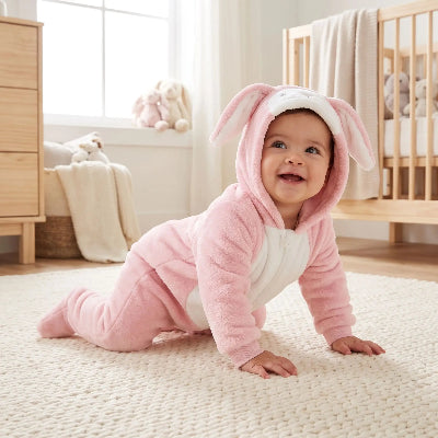 Pyjama bebe animal porte par bebe rampant confortablement