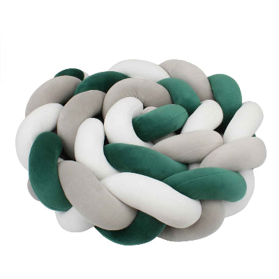 Tresse-de-lit-Protect-Cocon-boule-vert-blanc-gris