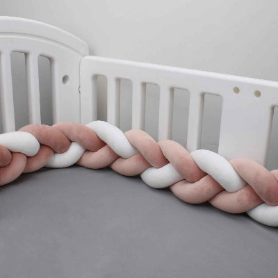 Tresse de lit protecteur blanc marron