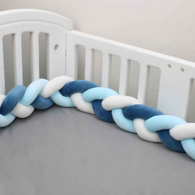 Tresse de lit protecteur bleu blanc vert